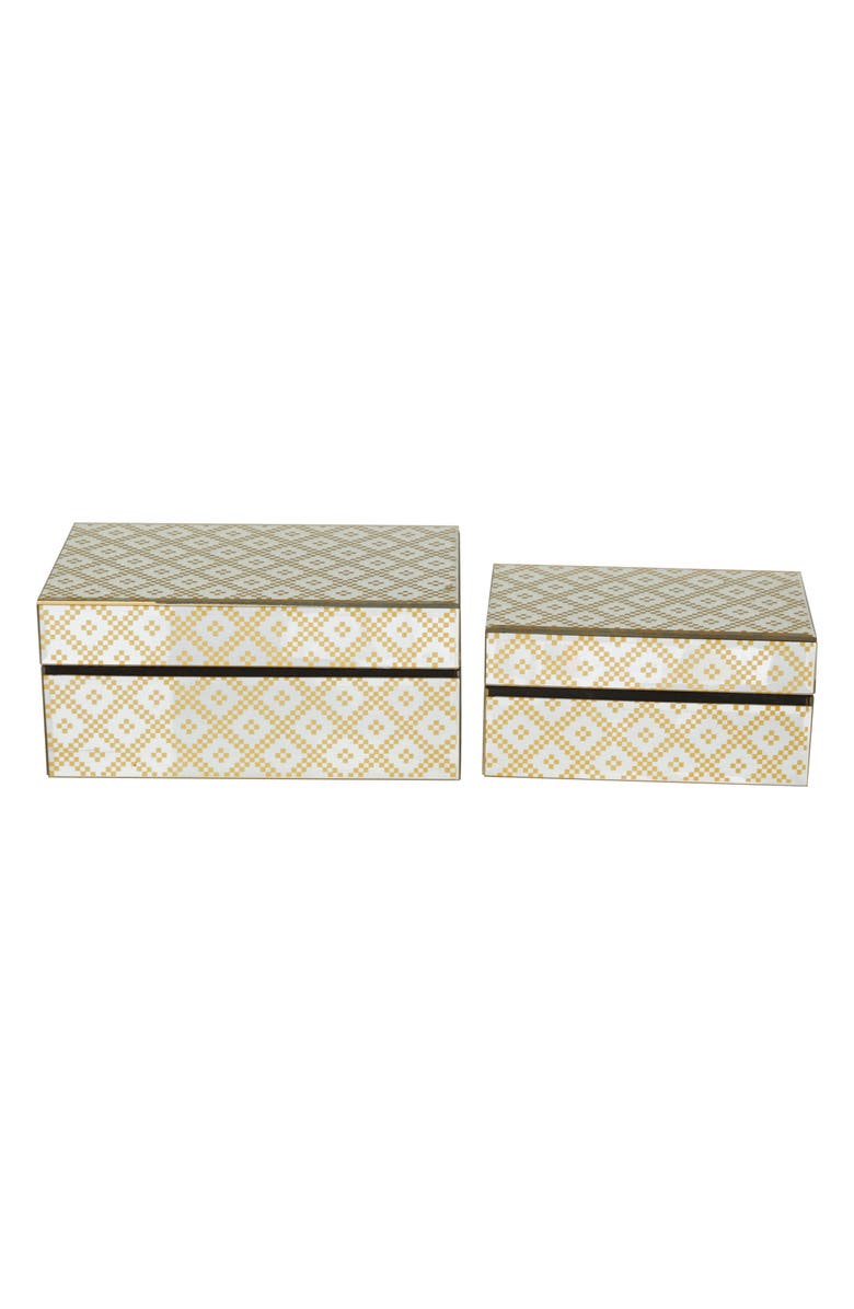 VIVIAN LUNE HOME Gold Glass Geometric Box with Glass Sides - Set of 2, Alternate, color,