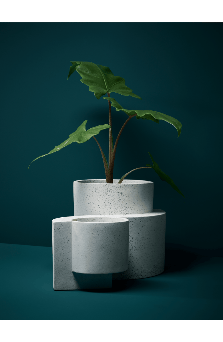 Tortuga Forma Platform Planter Concrete Set of 2, Alternate, color, White Terrazzo