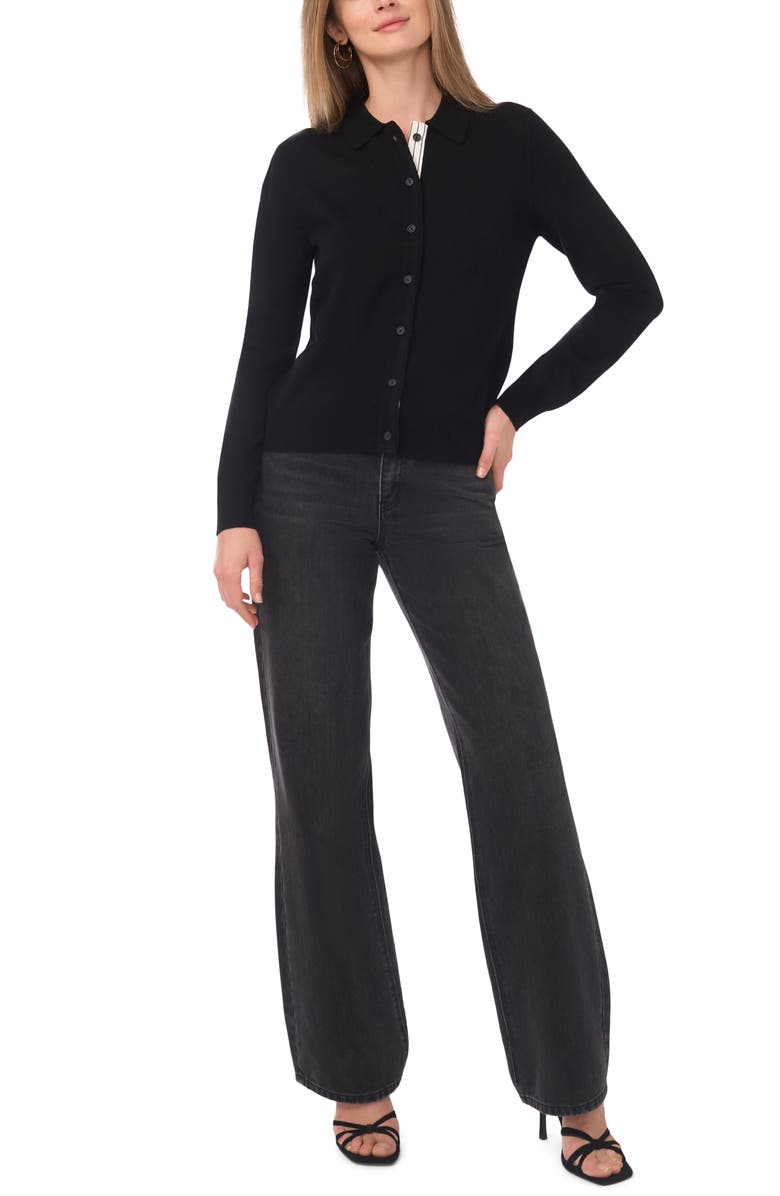 1.STATE Polo Cardigan, Alternate, color, Rich Black