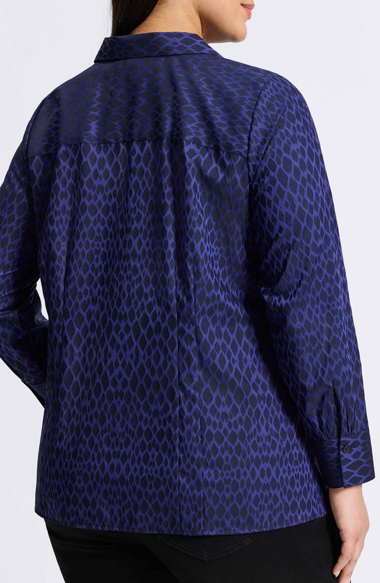 Foxcroft Katie Abstract Snakeskin Print Twill Button-Up Shirt, Alternate, color, 