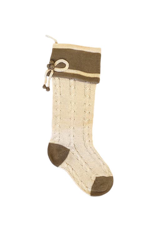 Melange Collection Ecru Cable-Knit Stocking in Ivory 