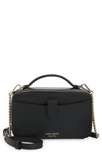 Kate Spade New York Hudson Pebble Leather Double Zip Crossbody In Black