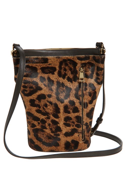 Tod's Mini  Magenta Bag Genuine Calf Hair Bucket Bag In Brown