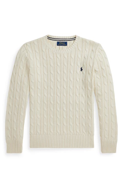 Kids' Cabled Cotton Crewneck Sweater (Big Kid)