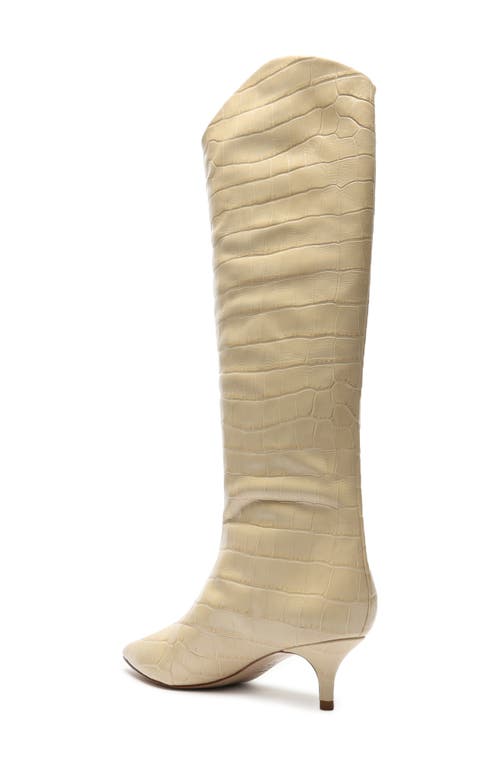 Schutz Maryana Lo Crocodile-embossed Leather Boot In Almond Buff