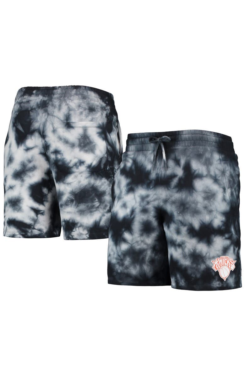 New Era Men's New Era Black New York Knicks Fleece Tie-Dye Shorts, Main, color, Black