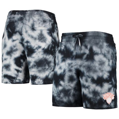 Men's New Era Black New York Knicks Fleece Tie-Dye Shorts