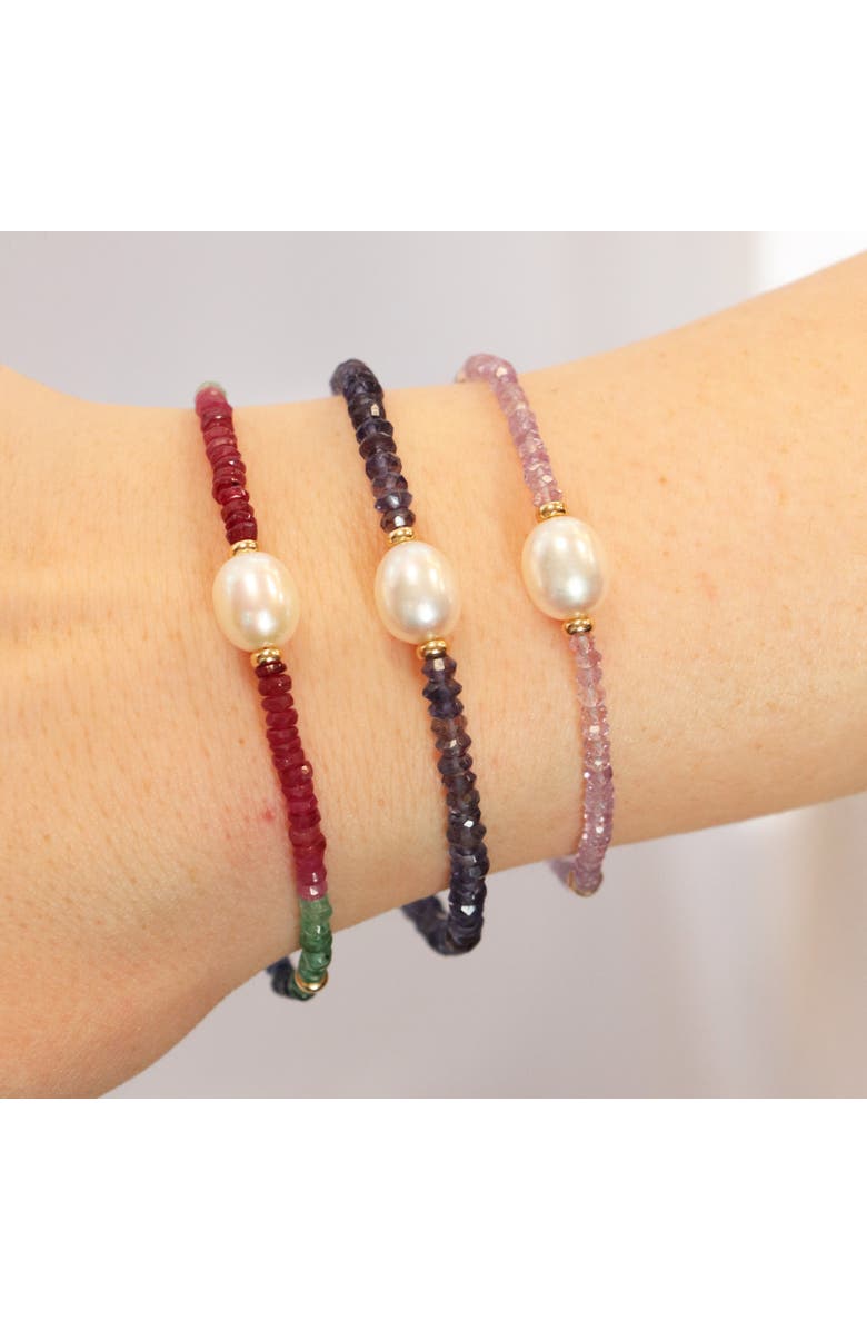 The Lovery Fine Jewelry Rainbow Gemstone Bead Pearl Bracelet, Alternate, color, Rainbow Gemstone