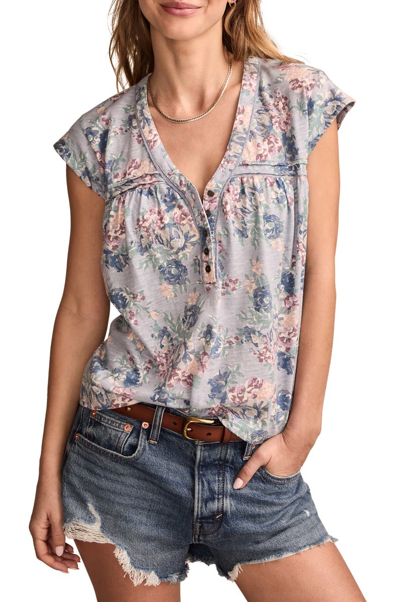 Lucky Brand Floral Cotton Top, Main, color, 