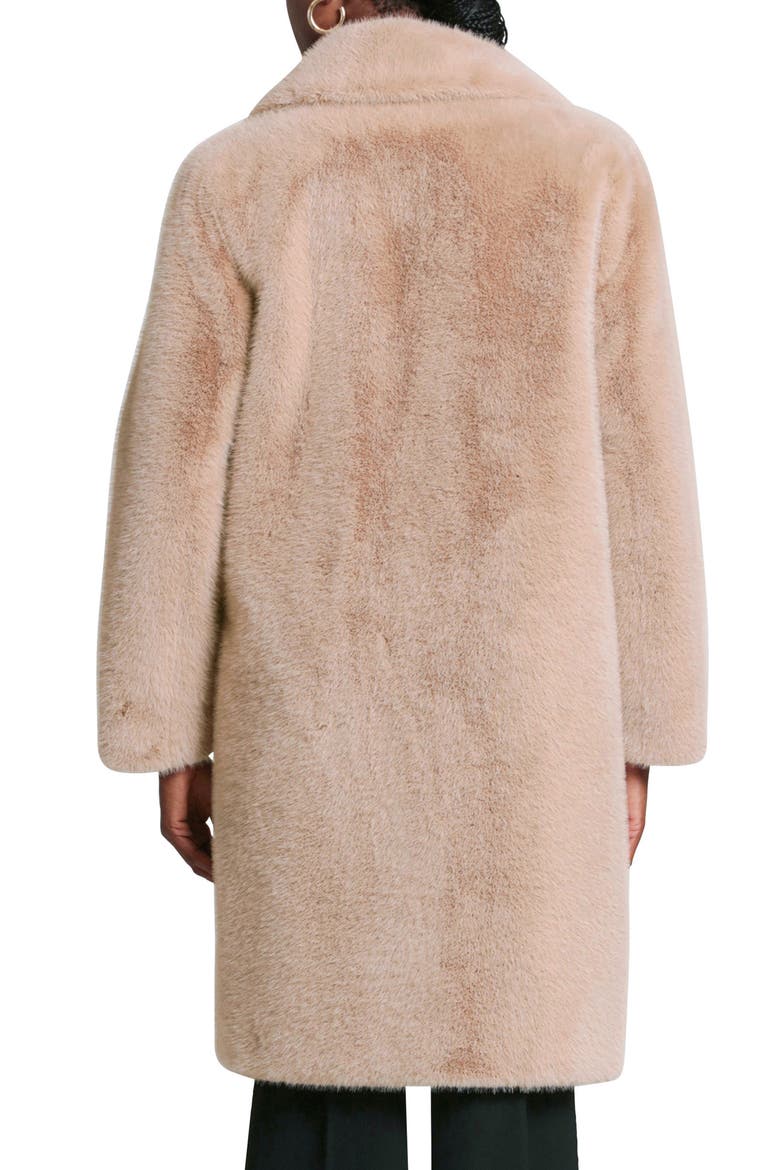 Relaxed Fit Longline Double Breasted Faux Mink Coat, Alternate, color, TAN
