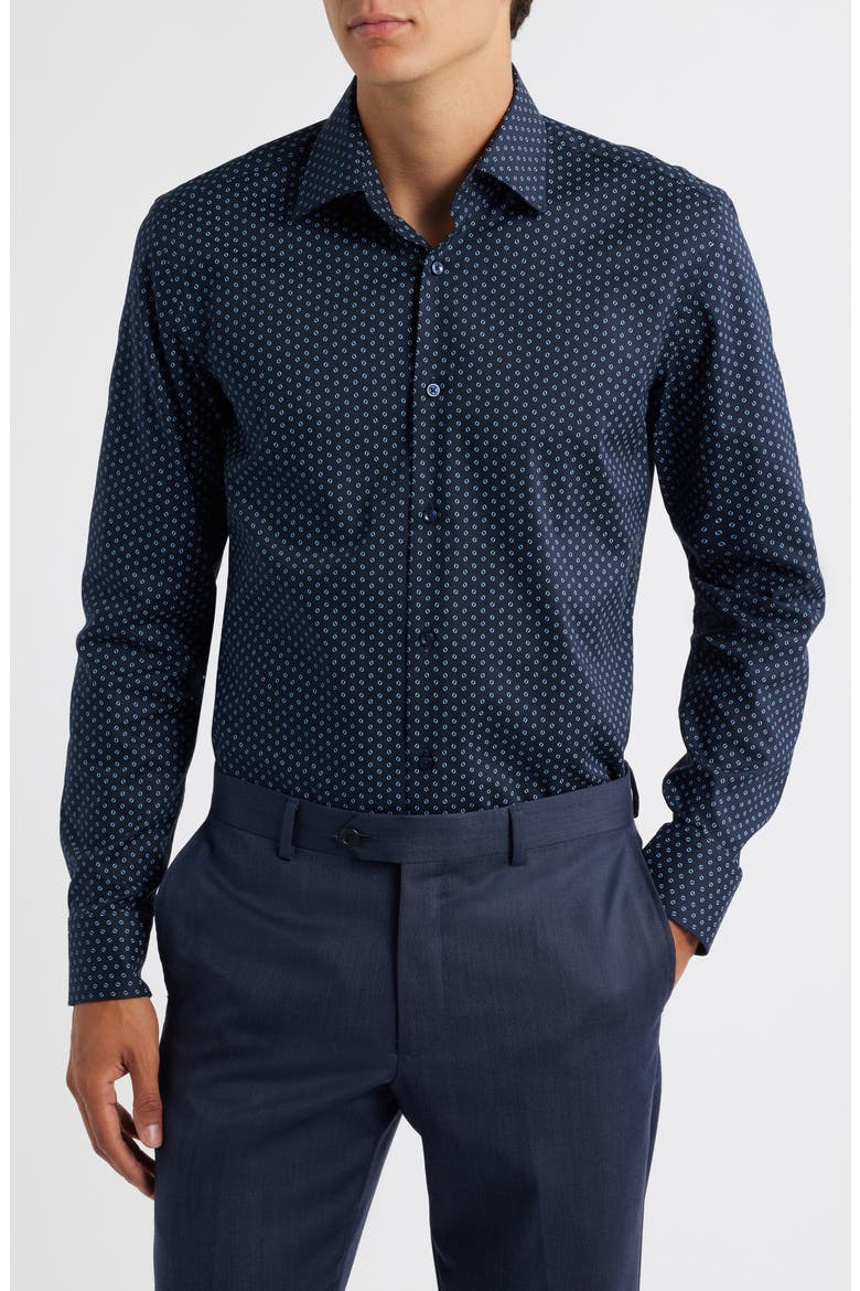 Hank Kent Slim Fit Stretch Cotton Dresss Shirt, Main, color, DARK BLUE