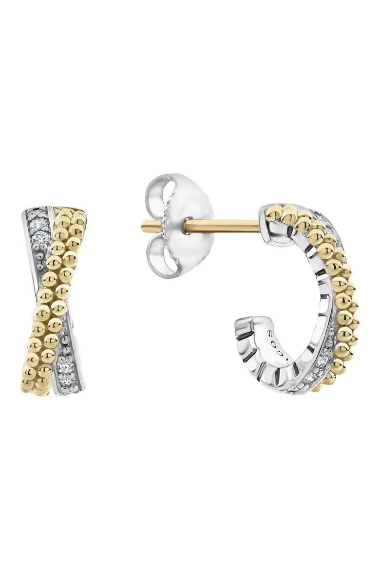 Caviar Lux Diamond Crossover Hoop Earrings, Alternate, color, SILVER/ DIAMOND