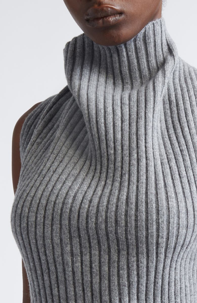 Victoria Beckham Draped Sleeveless Lambswool Blend Sweater, Alternate, color, Grey Melange