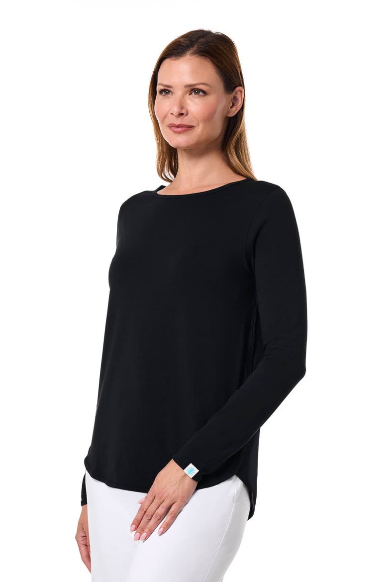 Women's Heyday Side Split Long Sleeve Shirt, UPF 50+ Sun Protection, Alternate, color, Black