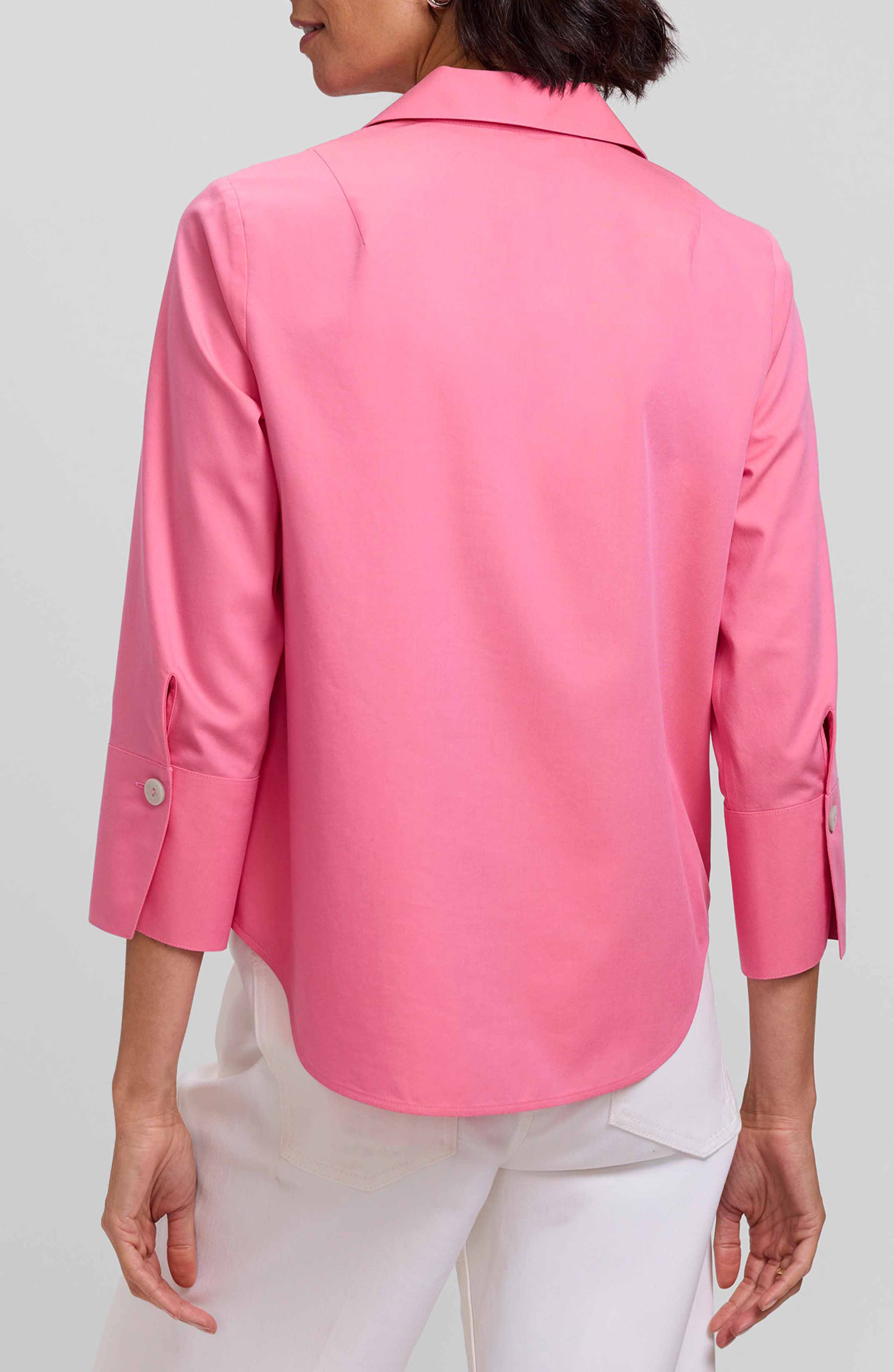 Foxcroft Catalina Three-Quarter Sleeve Pinpoint Oxford Top (Women ...