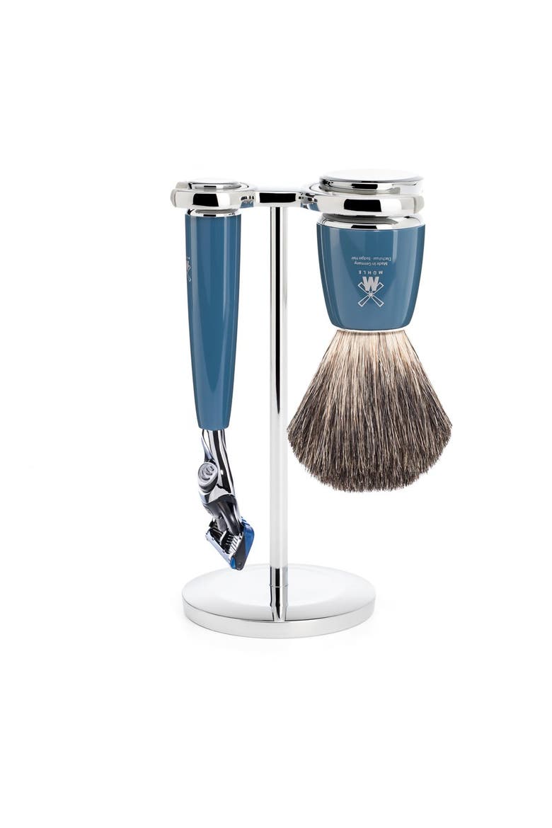 Rytmo Petrol Blue 3 Pc. Pure Badger / Fusion Shaving Set, Main, color, Petrol Blue