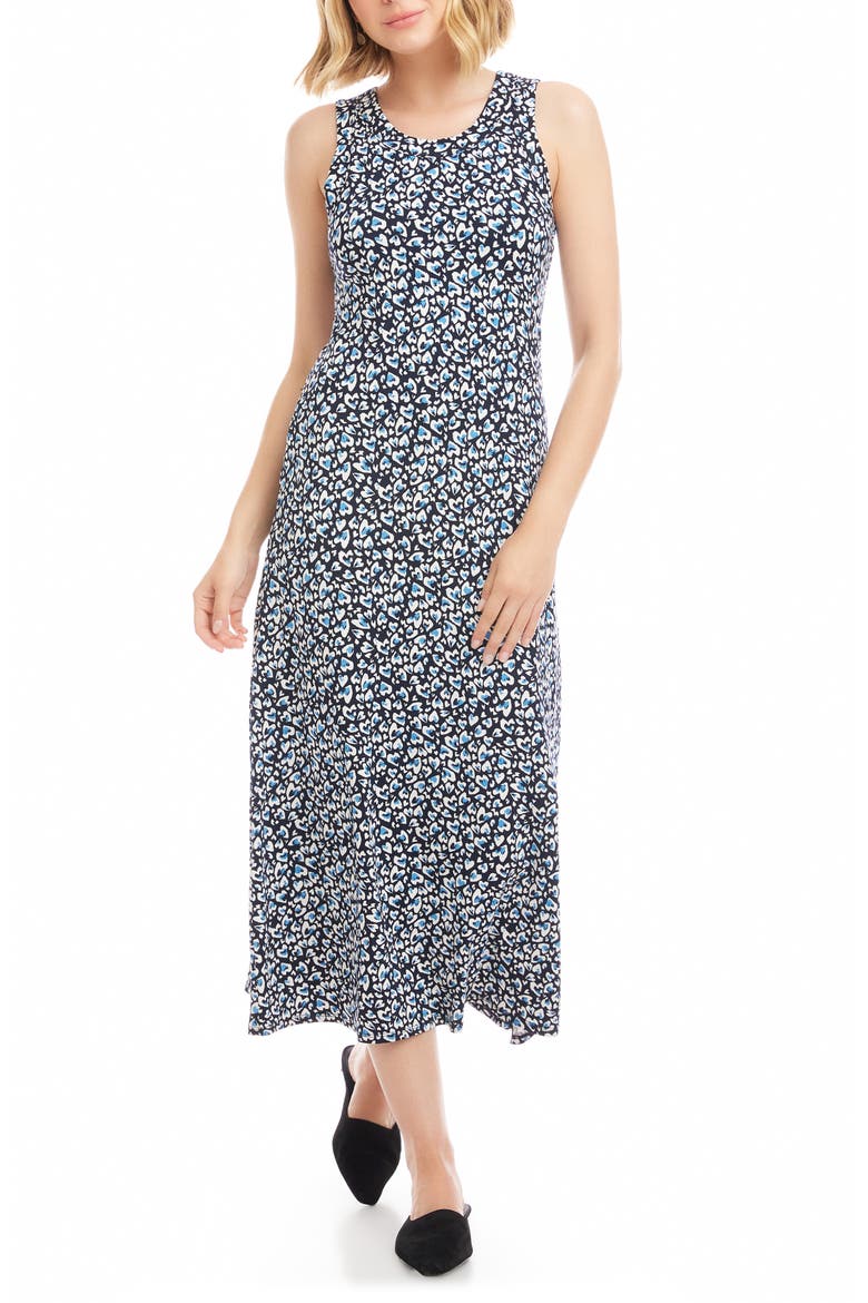 Painted Heart Print Sleeveless Midi Dress, Main, color, PRINT
