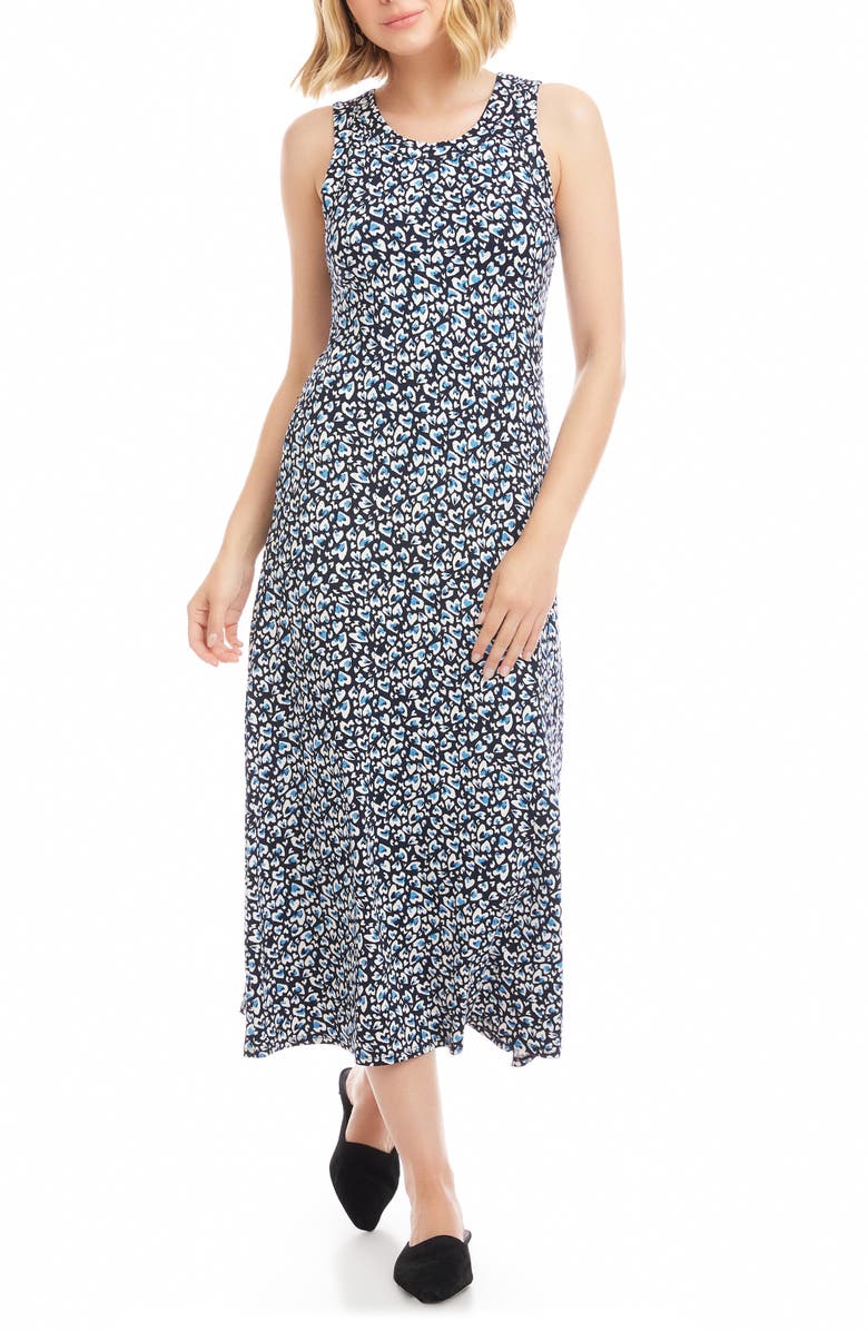 Karen Kane Painted Heart Print Sleeveless Midi Dress, Main, color, Print