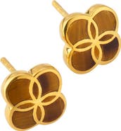 Jan Leslie Petal Gemstone With 18K Gold Overlay Sterling Stud Earring