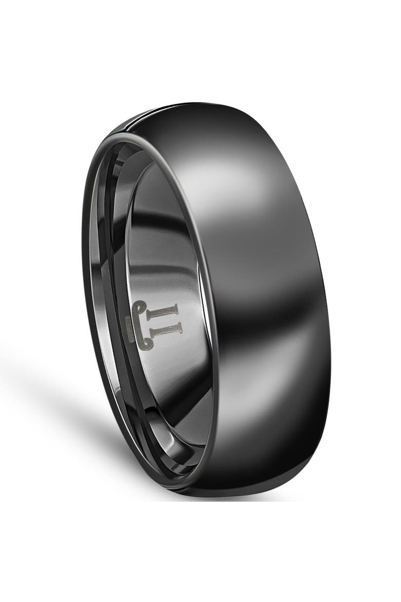 Men's Black Polished Bright Tungsten Ring Ring 7mm Comfort Fit Wedding Band, Alternate, color, Black Tungsten
