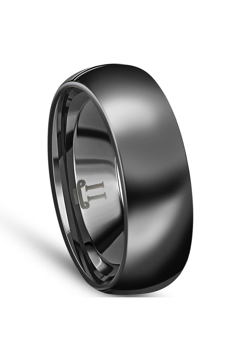 Bliss Diamond Men's Black Polished Bright Tungsten Ring Ring 7mm Comfort Fit Wedding Band, Alternate, color, Black Tungsten