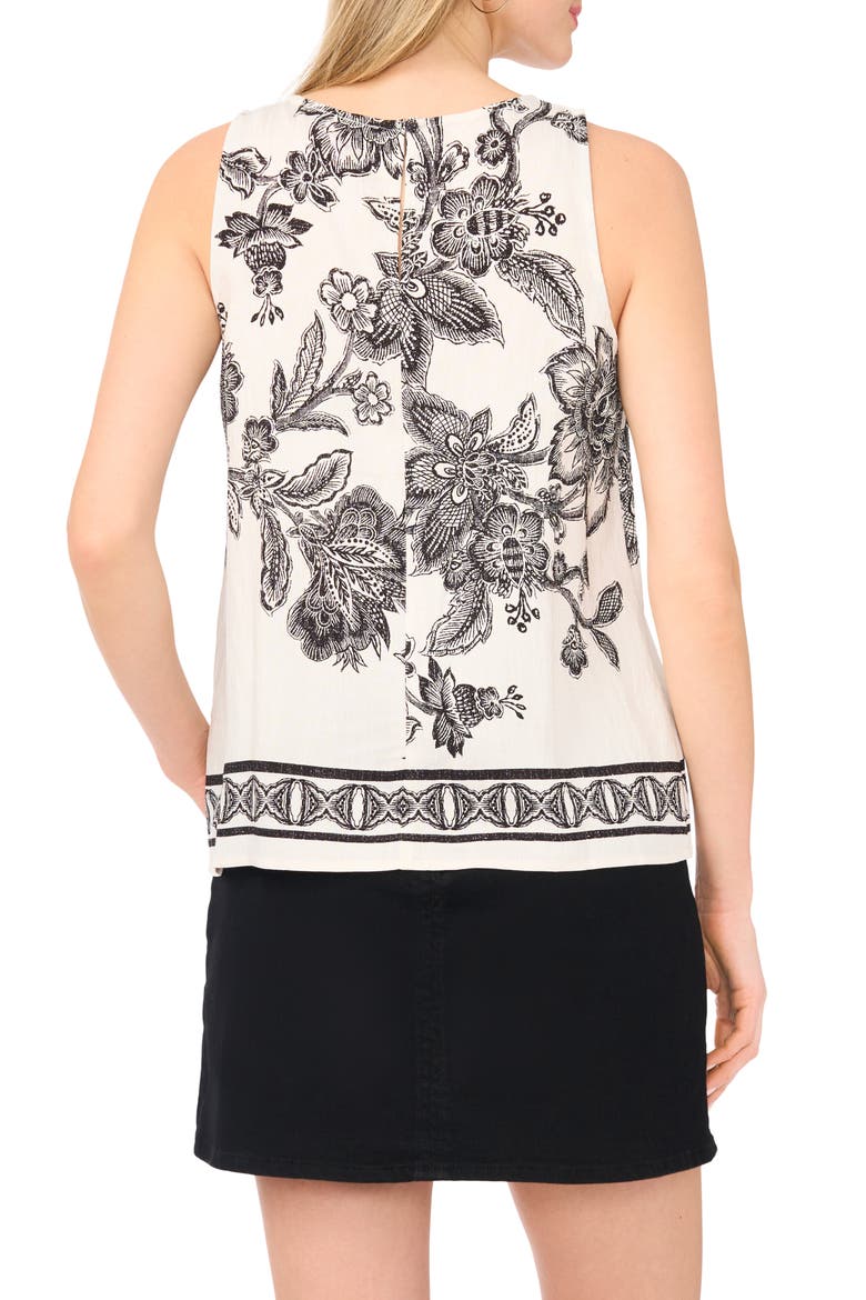 Sleeveless Print Top, Alternate, color, NEW IVORY BLACK TOILE