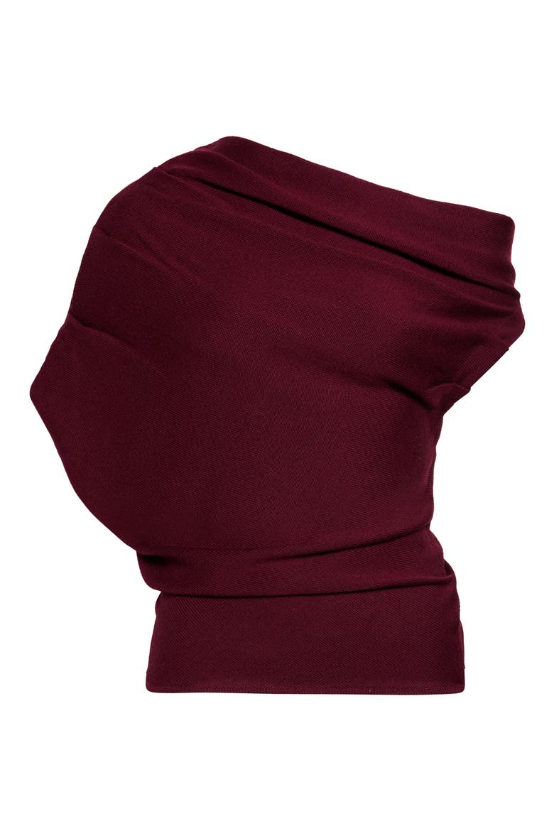 Mabel One-Shoulder Merino Wool Sweater, Main, color, PINOT