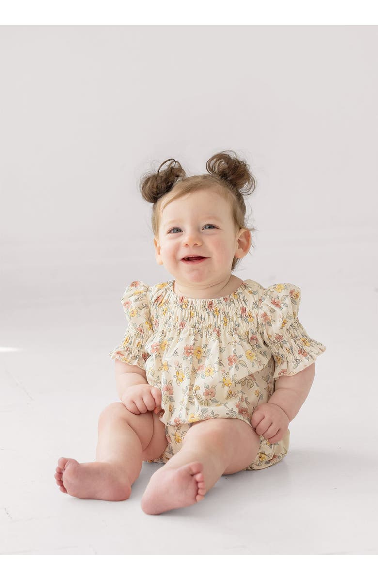 Mabel + Honey Audrey Flutter Sleeve Romper, Alternate, color, Ivory