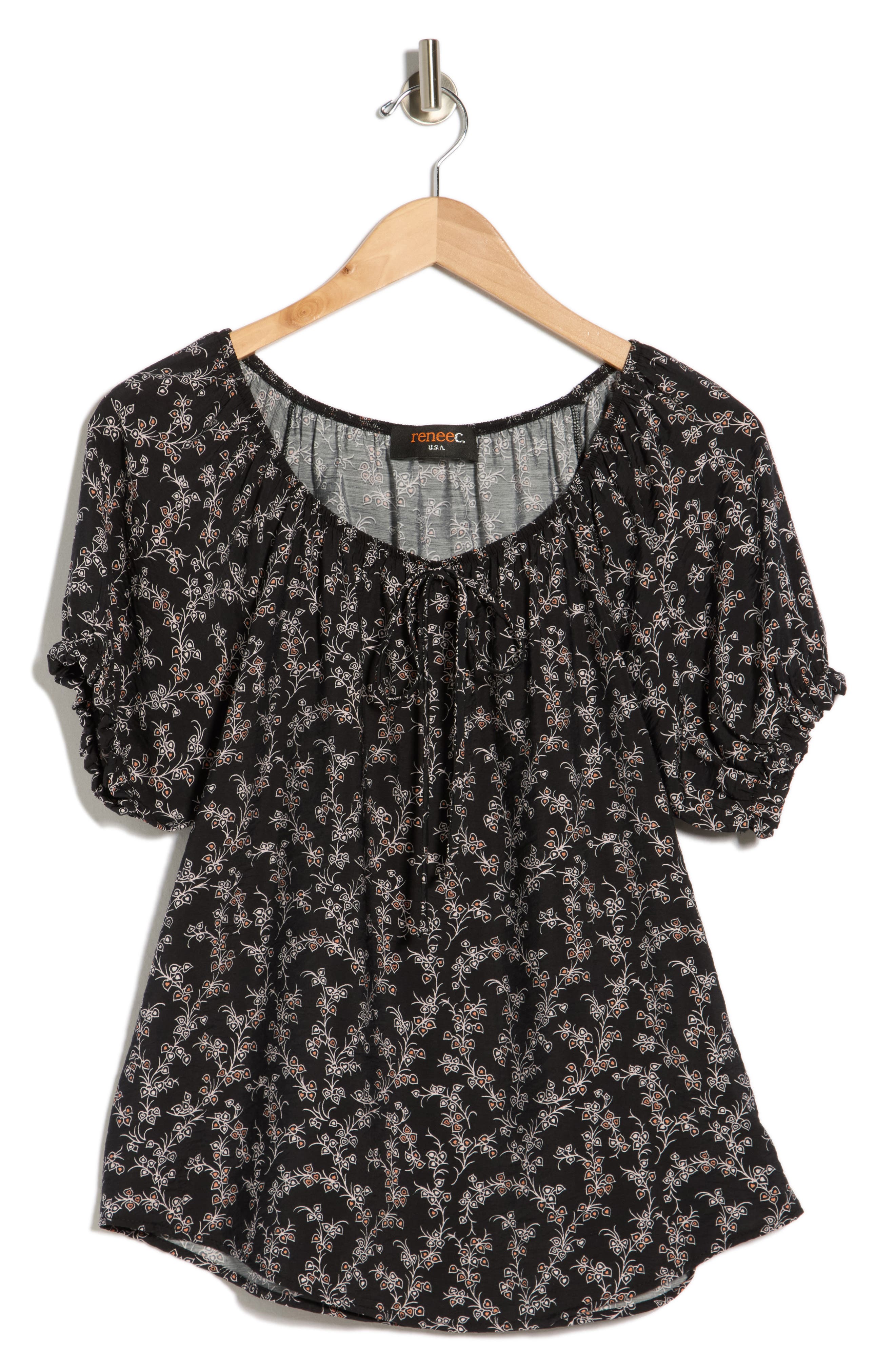 Renee C Floral Short Sleeve Top