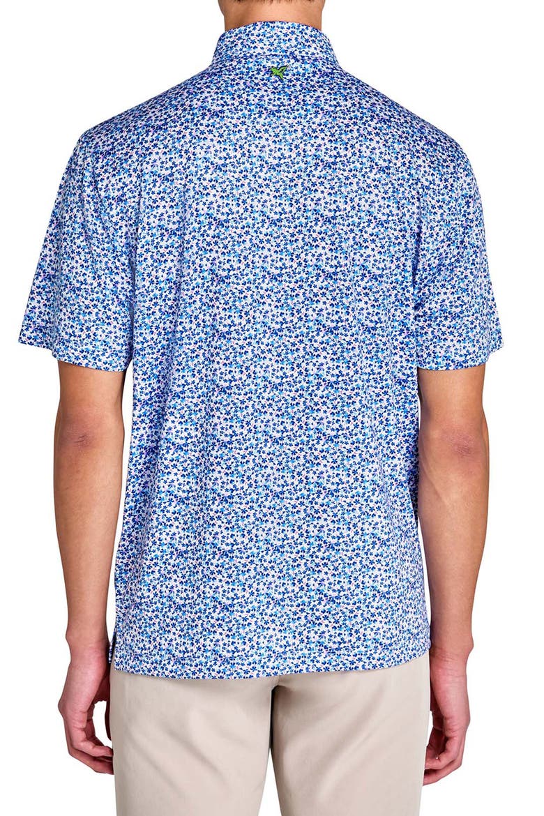 Regular Fit Clustered Floral Recycled Performance Golf Polo, Alternate, color, WHITE/BLUE