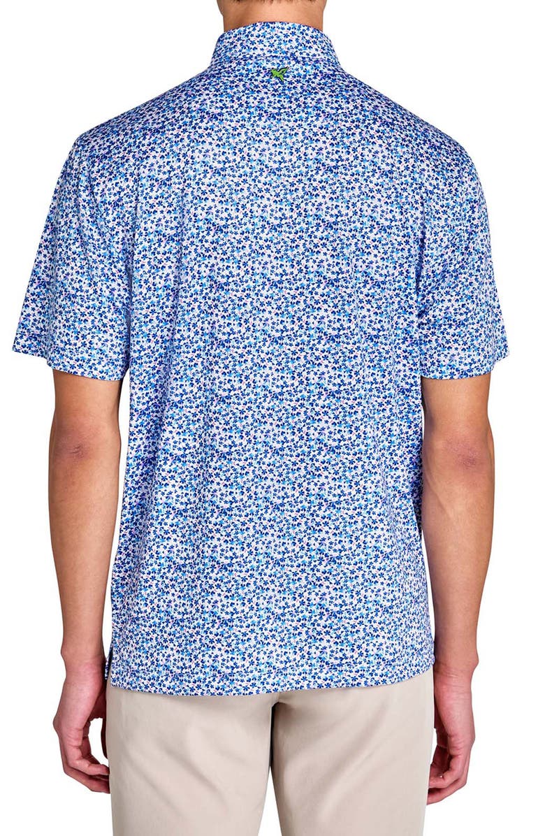 CONSTRUCT Regular Fit Clustered Floral Recycled Performance Golf Polo, Alternate, color, White/Blue