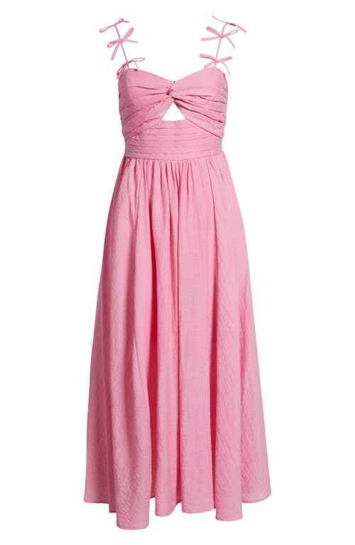 Moon River Bow Detail Cutout Midi Dress In Pink