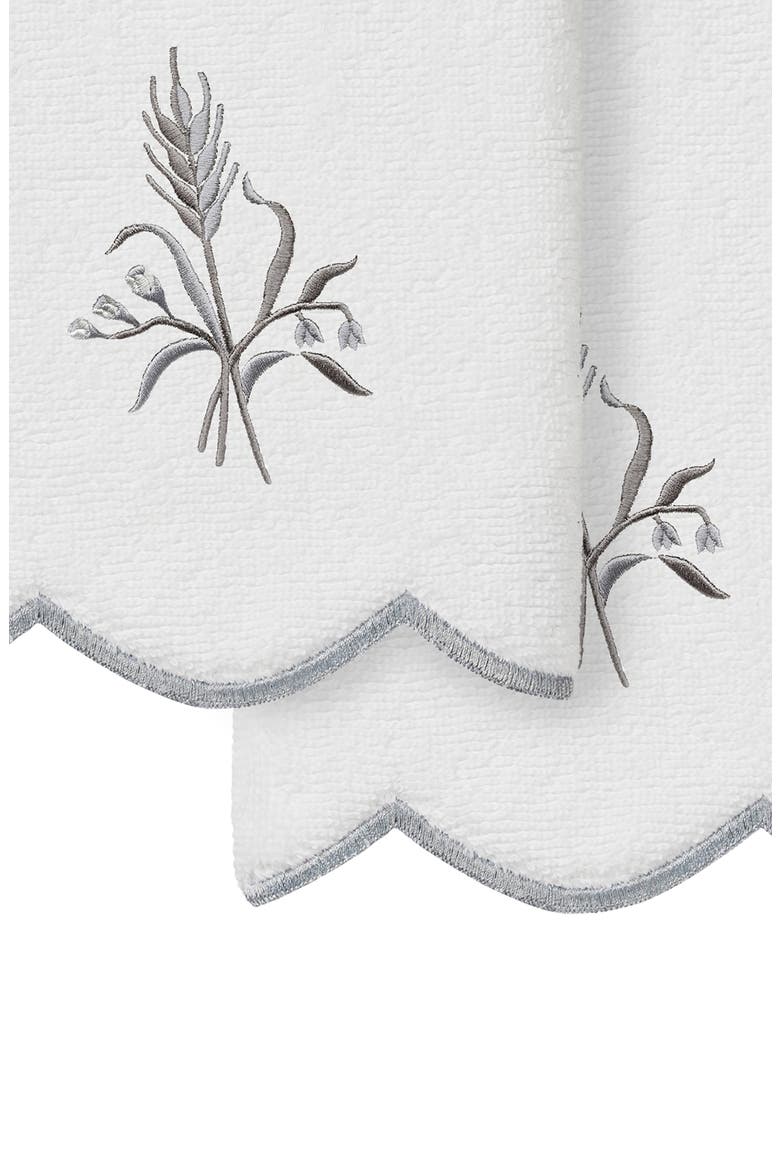2-Piece Whitney Embroidered Turkish Cotton Fingertip Towel Set, Alternate, color, WHITE/ GRAY