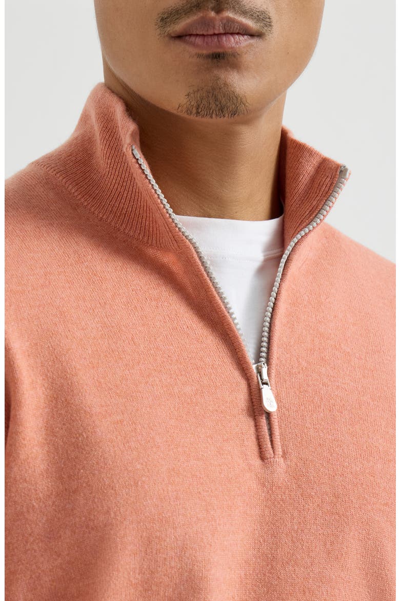 Cashmere sweater with half zip, Alternate, color, Apricot