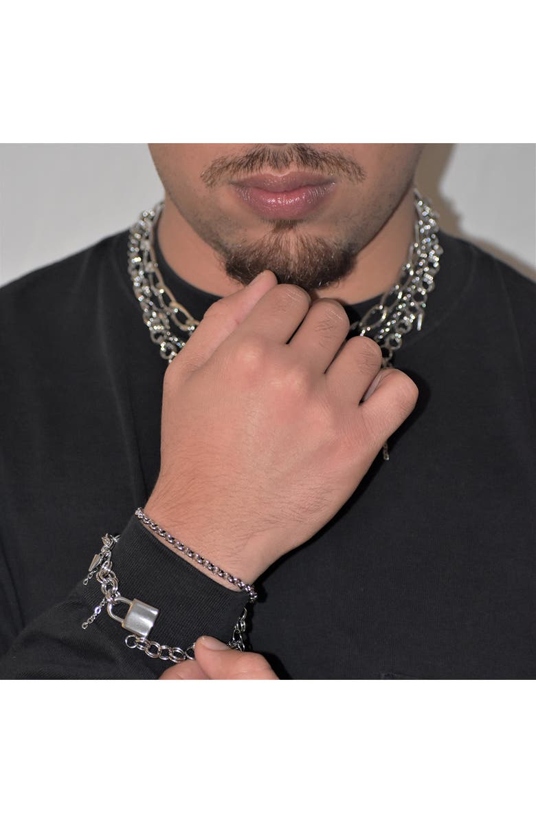 REBL Lock and Spikes Chain Bracelet, Alternate, color,