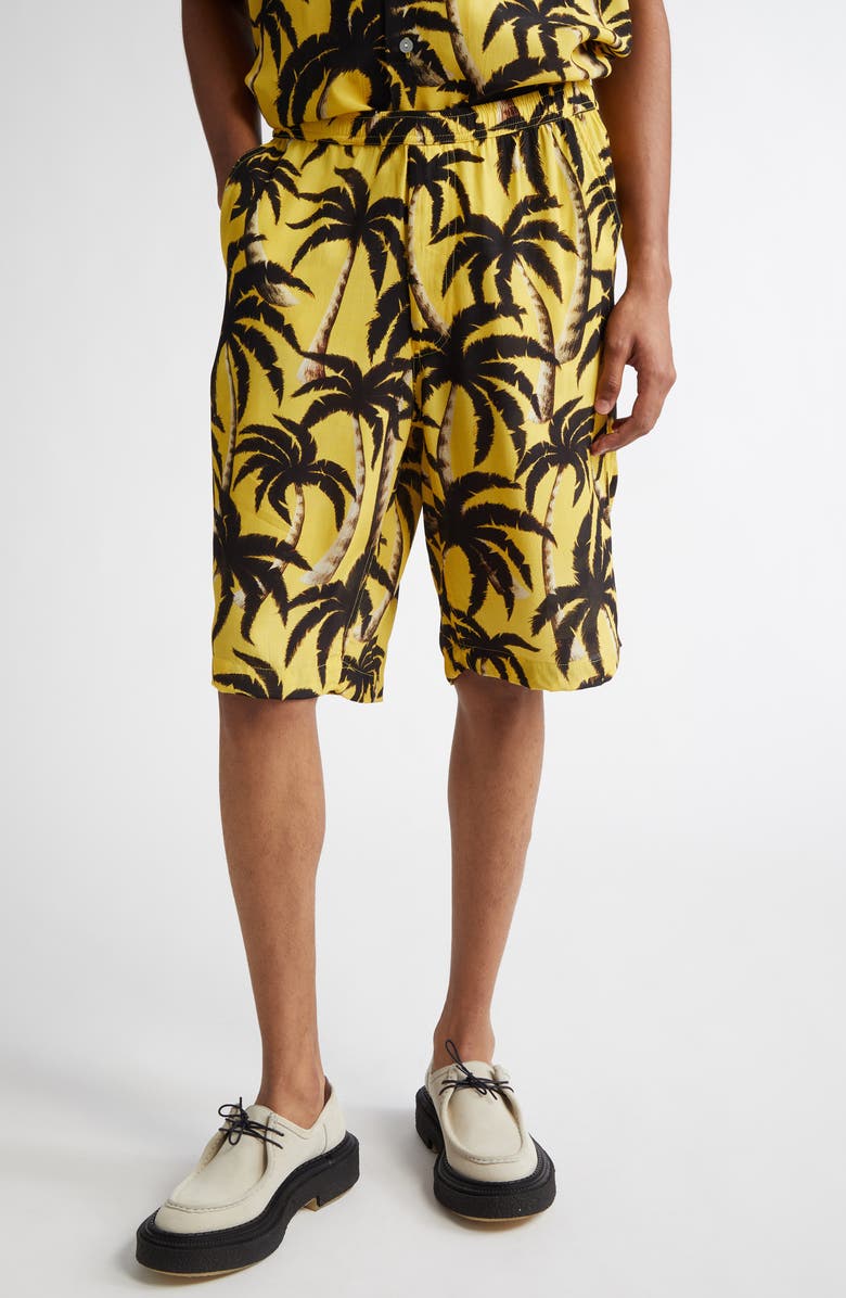 ENDLESS JOY Palm Print Board Shorts, Main, color,