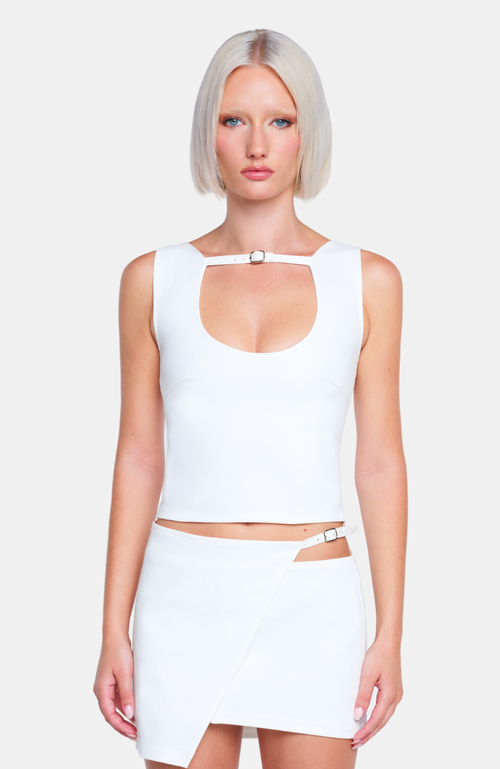 Ow Collection Women's Malene Buckle Top - White In White