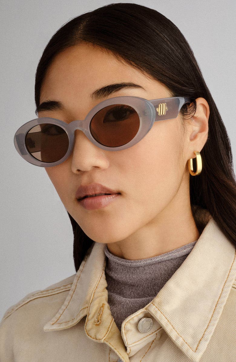 Le Specs Nouveau Vie 50mm Oval Sunglasses, Alternate, color, Cloud / Mocha Mono