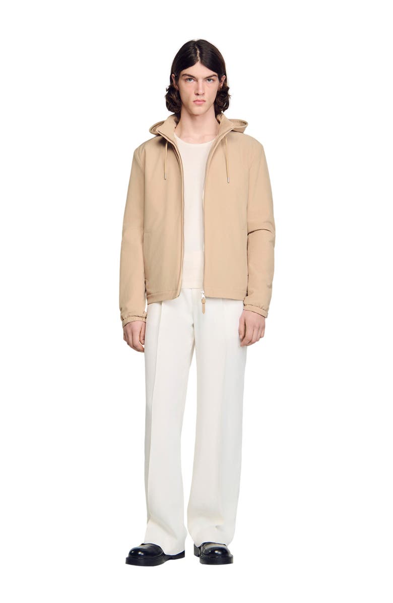 SANDRO Hooded zip-up jacket, Alternate, color, Sand
