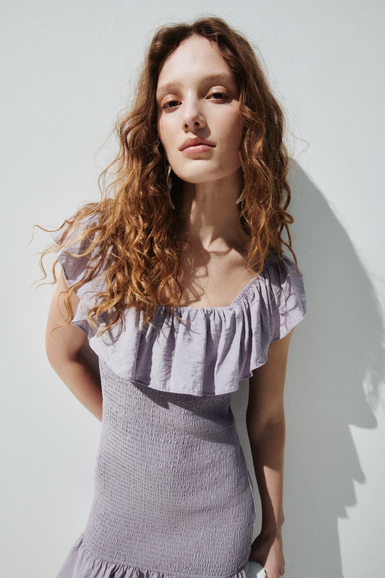 Flounced Off-the-shoulder Dress, Alternate, color, Light purple