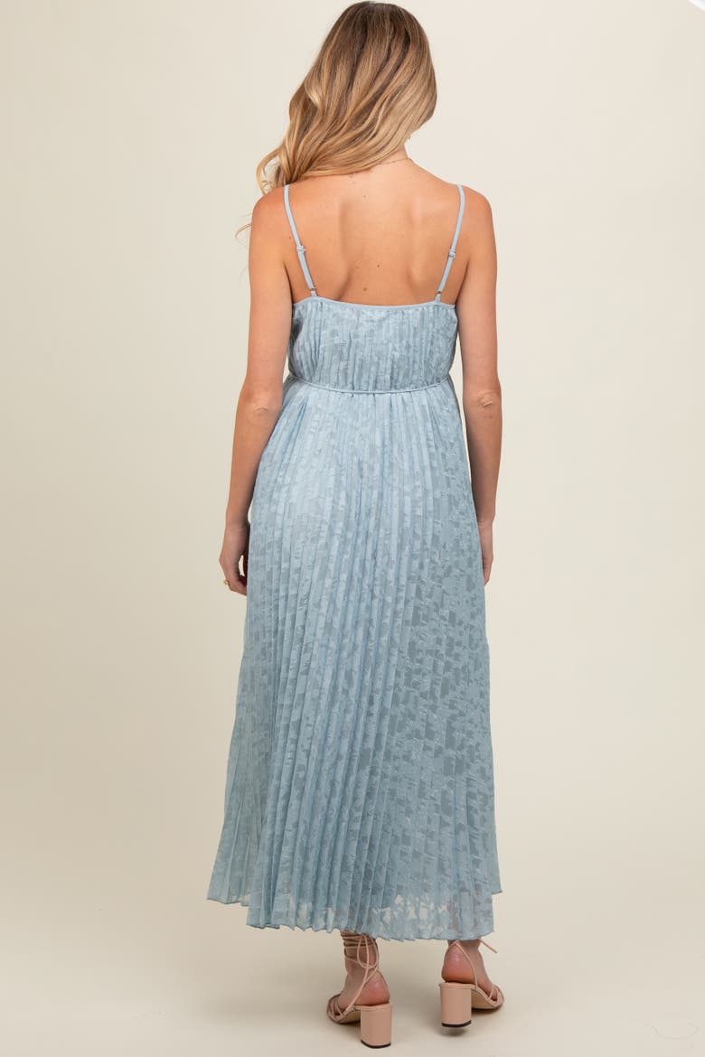 Floral Pleated Maxi Dress, Alternate, color, Light Blue