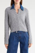 Sam Edelman Removable Denim Collar Cardigan