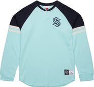 Mitchell & Ness Men's Mitchell & Ness  Light Blue Seattle Kraken Thermal Henley Long Sleeve T-Shirt