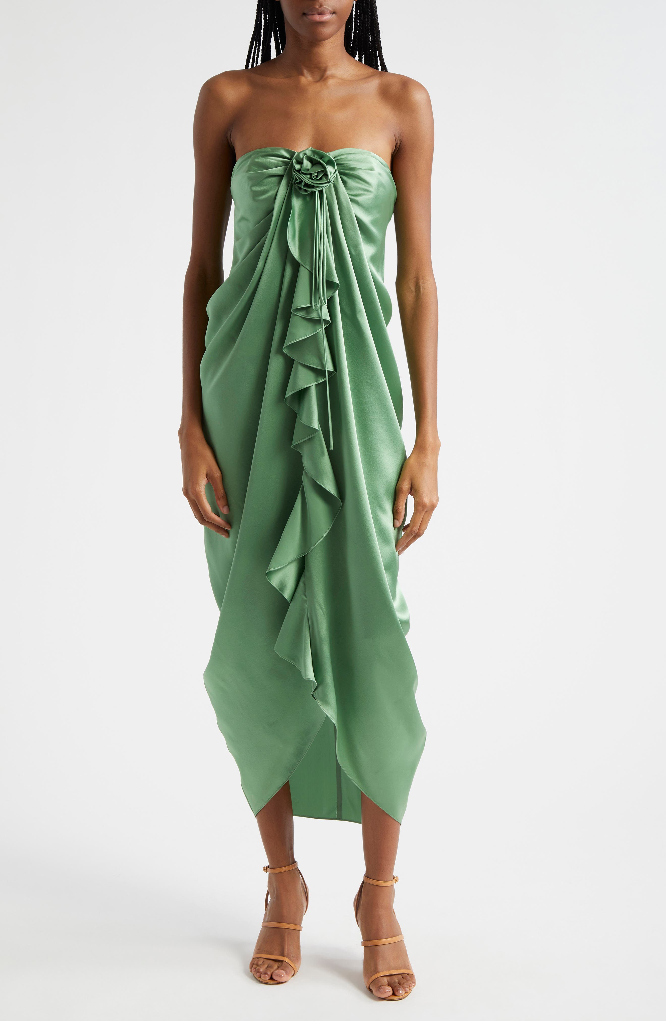 Cinq à Sept Meredith Rosette Detail Silk Dress (Women) | Nordstromrack