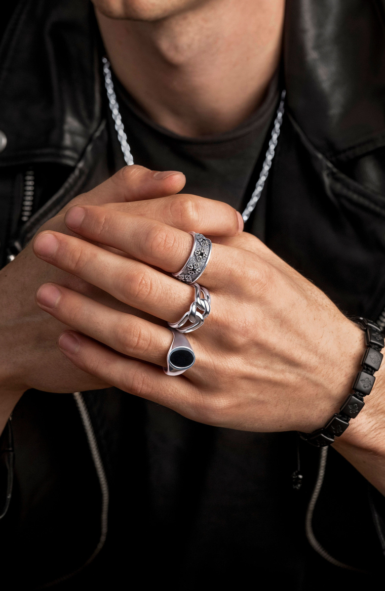 Nialaya Dorje Ring, Alternate, color, Silver/Black