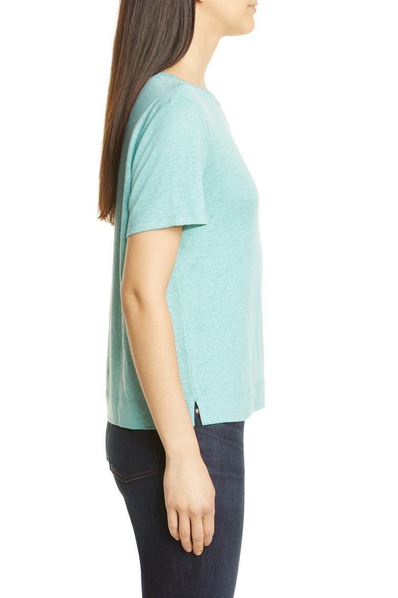 Crewneck Organic Linen Tee, Alternate, color, CALYPSO