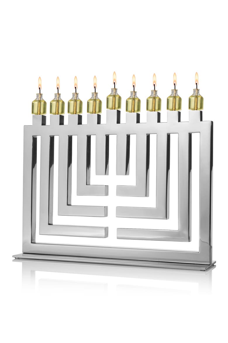 3D Cutout Menorah, Alternate, color, SILVER