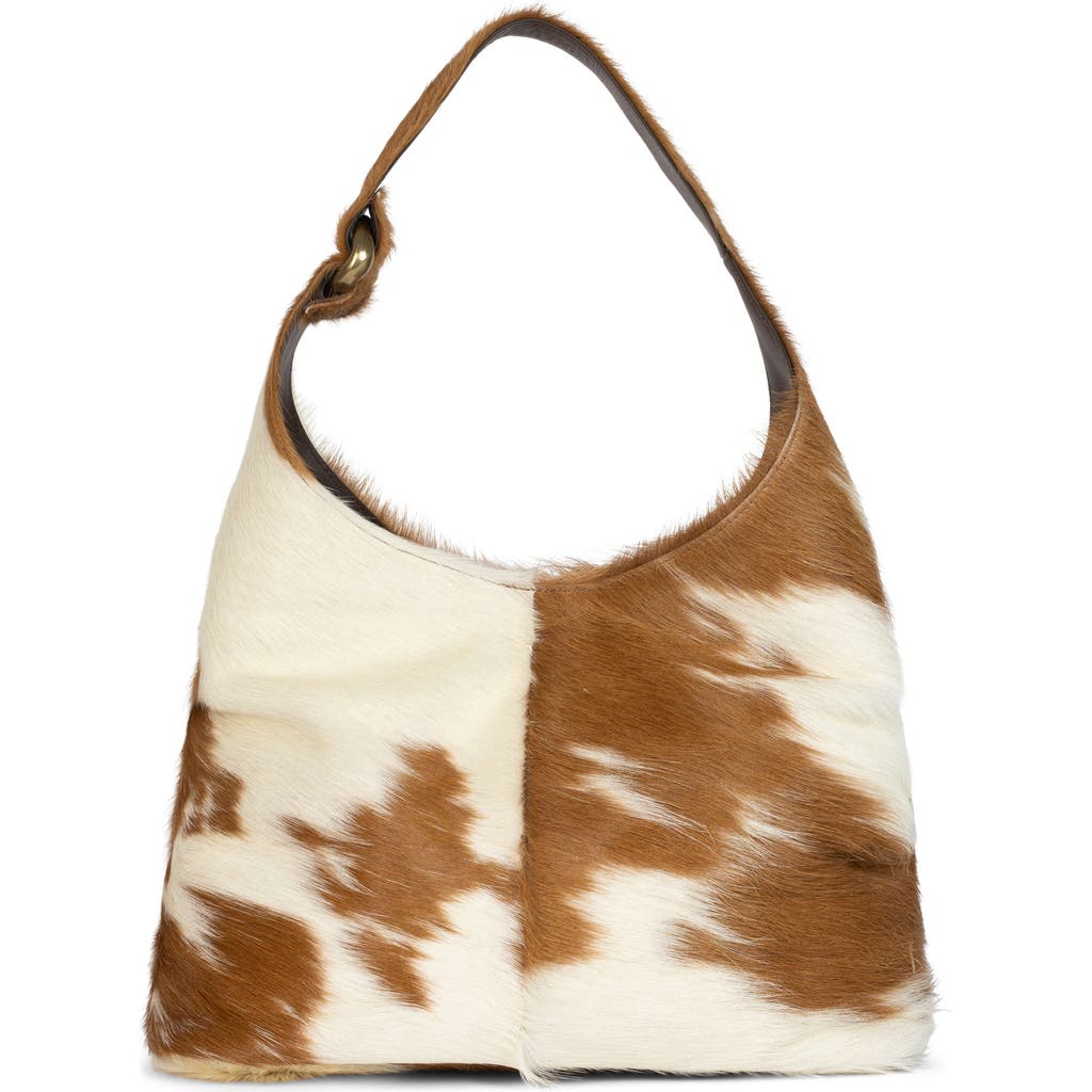Jeffrey Campbell Wonder Genuine Calf Hair Shoulder Bag In Tan White Longhair
