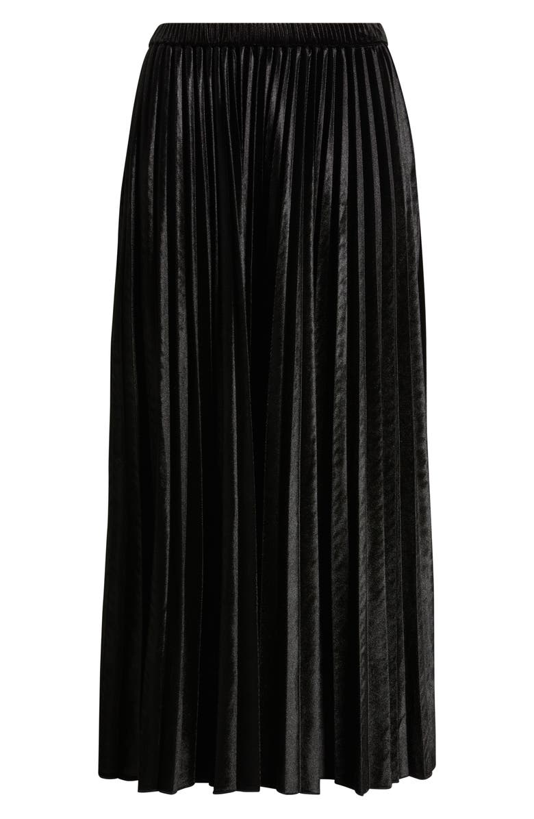 Anne Klein Pull-On Pleated Velour Skirt, Alternate, color, Anne Black