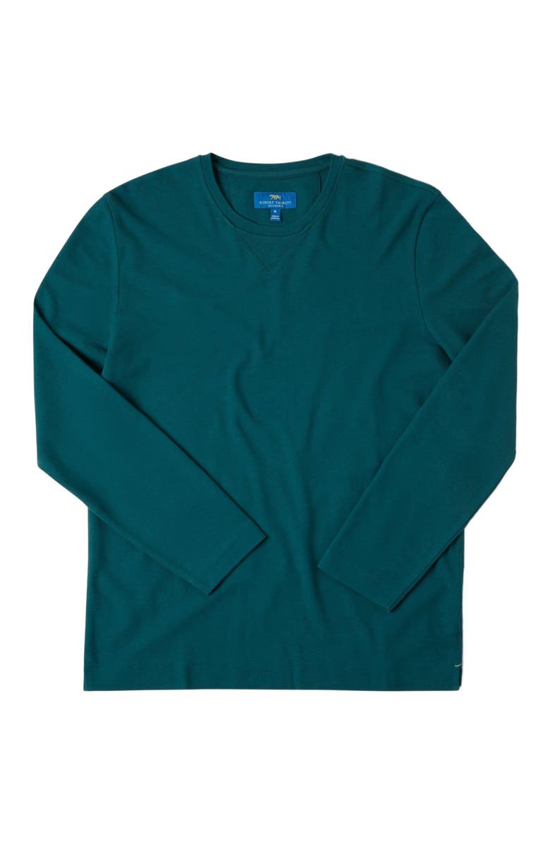 Robert Talbott Kelly Long Sleeve Cotton Crepe Tee, Main, color, Pine Green